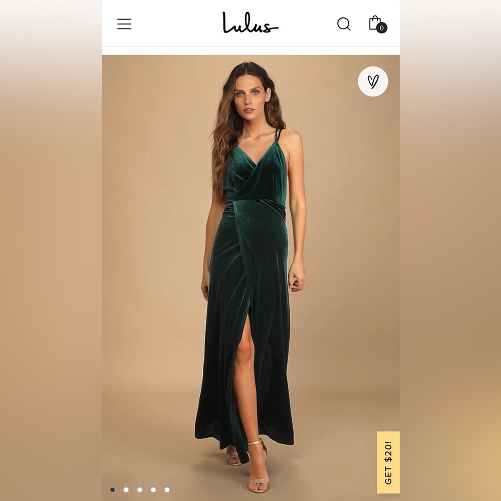 Floor length Emerald green velvet dress